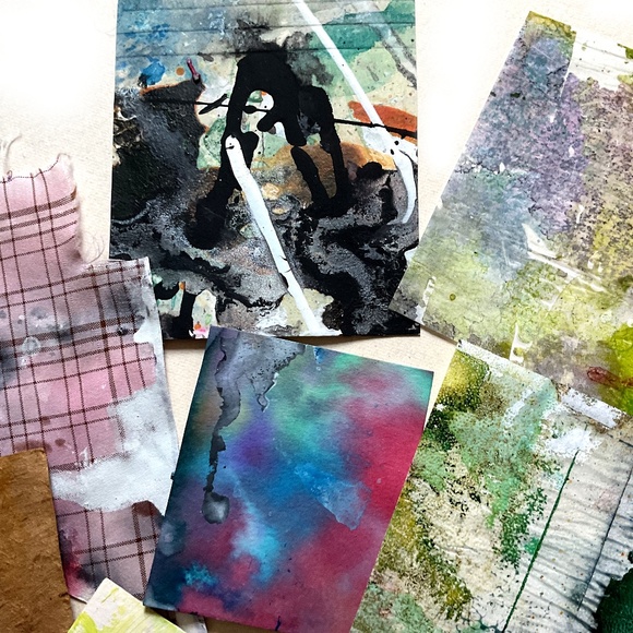 Junk Journal Pack  15+ Hand painted Pieces, Great for scrapbooking, collage - Picture 6 of 11